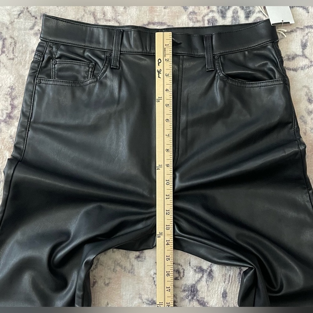 MOTHER NWT Vegan Leather Pants High-Waisted Rider Ankle Black Size 33 (16) - Picture 11 of 13
